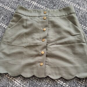 J. Crew Scalloped Hem Skirt in Olive
